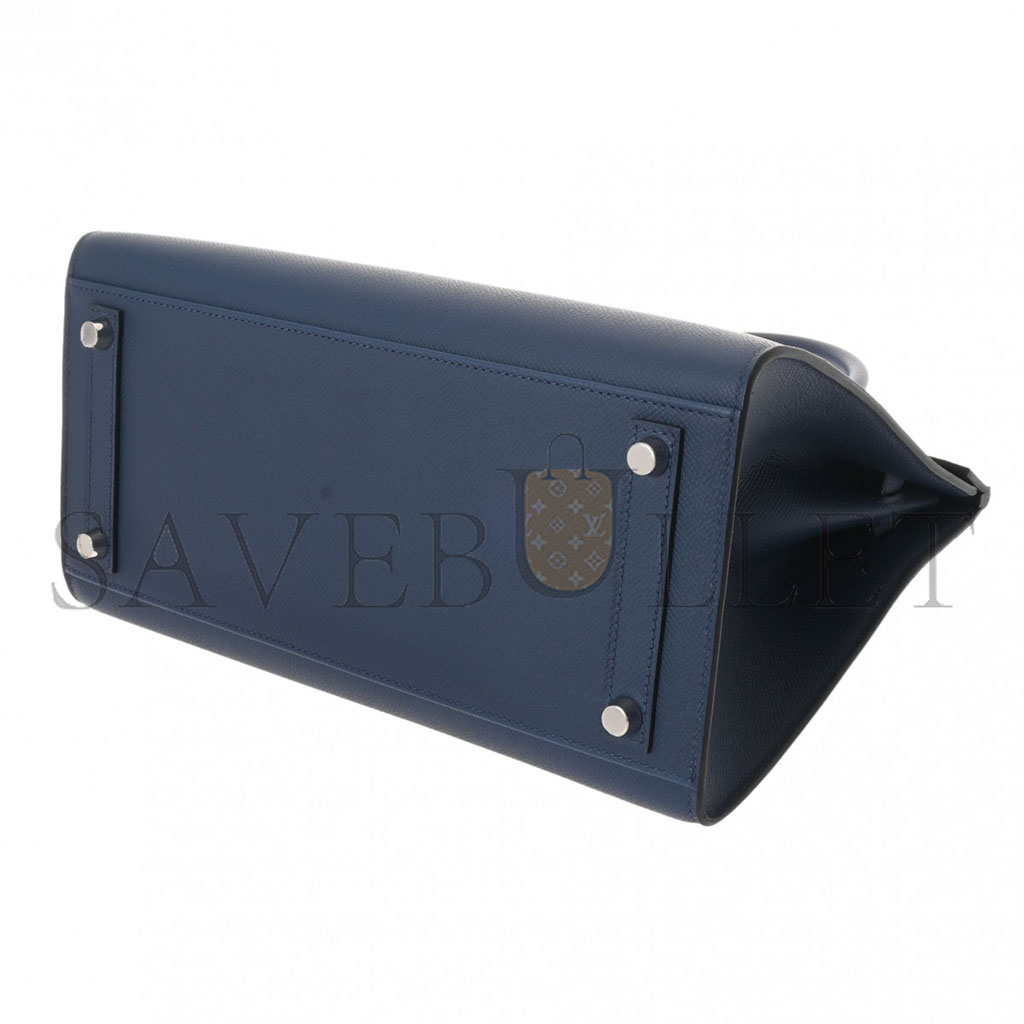 H**mes master birkin 25 epsom leather dark blue silver buckle bag h028369cks4 (25*20*13cm)